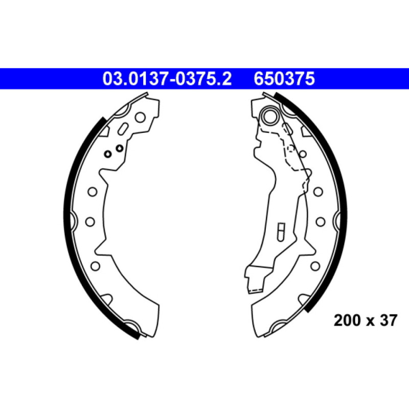 ATE 03.0137-0375.2 Brake Shoe Set Rear for Toyota Corolla Carina E