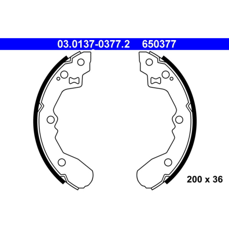 ATE 03.0137-0377.2 Brake Shoe Set Rear for Shuma SEPHIA Cerato