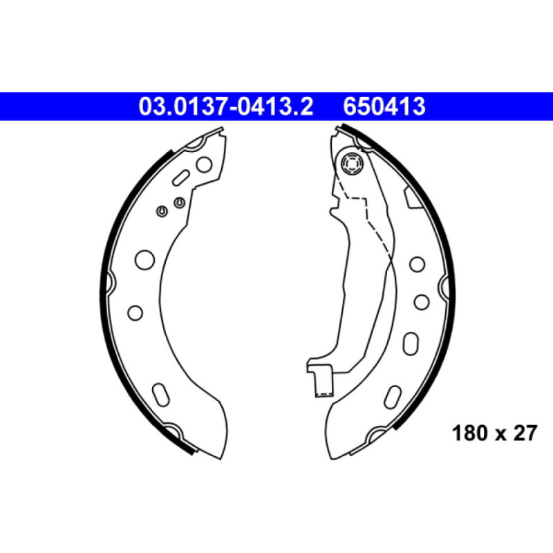 ATE 03.0137-0413.2 Brake Shoe Set Rear for Nissan Micra