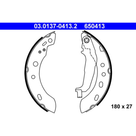 ATE 03.0137-0413.2 Brake Shoe Set Rear for Nissan Micra