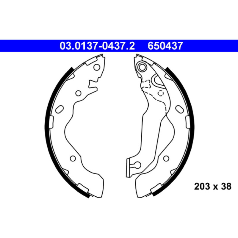 ATE 03.0137-0437.2 Brake Shoe Set Rear for Elantra Accent Matrix