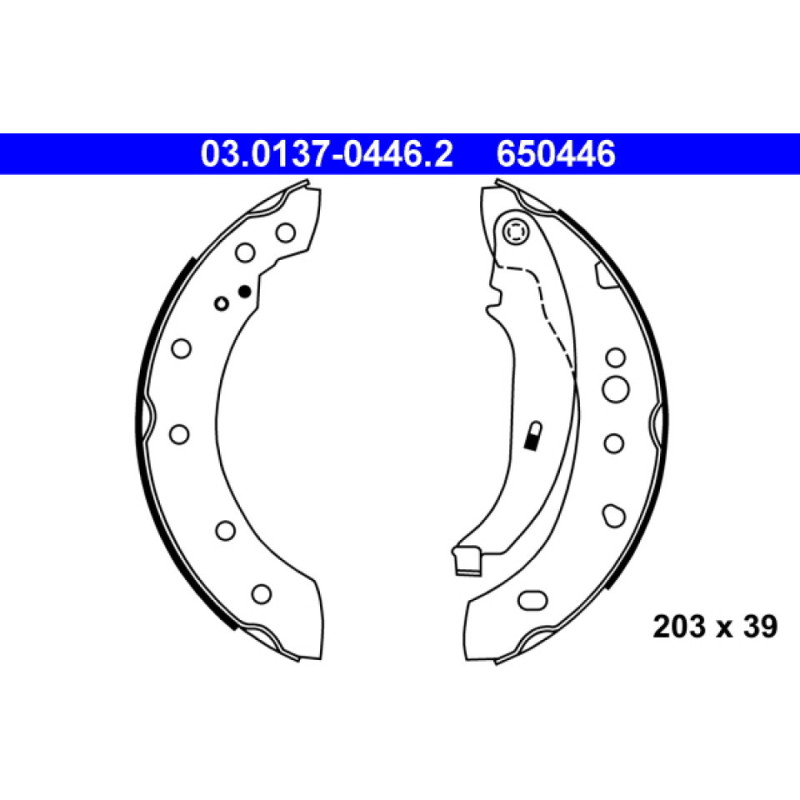 ATE 03.0137-0446.2 Jeu de mâchoires de frein arrière pour 206 206+ 207