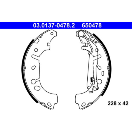 ATE 03.0137-0478.2 Brake Shoe Set Rear for Corsa Punto Adam Corsavan Linea