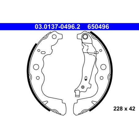 ATE 03.0137-0496.2 Zestaw szczęk hamulcowych tył dla Logan Kangoo Duster Clio Dokker Sandero Lodgy