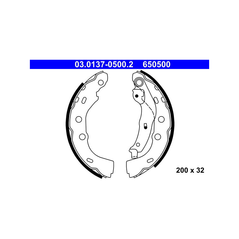 ATE 03.0137-0500.2 Brake Shoe Set Rear for Swift Justy