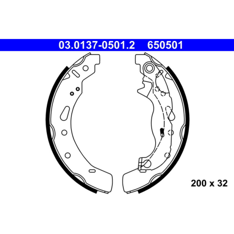 ATE 03.0137-0501.2 Brake Shoe Set Rear for Mazda 2