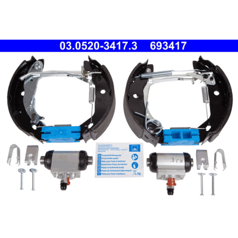 ATE 03.0520-3417.3 Zestaw szczęk hamulcowych tył dla Mercedes A