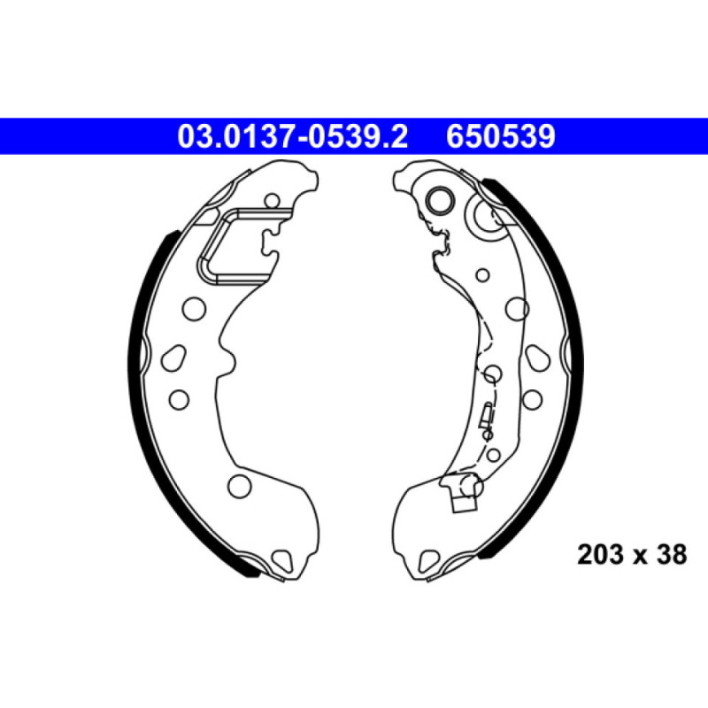 ATE 03.0137-0539.2 Kit ganasce freno posteriore per Ibiza Polo Arona Fabia