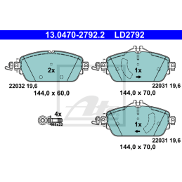 FRONT Brake Pads for Mercedes-Benz W205 S205 C205 A205 W213 S213 ATE CERAMIC 13.0470-2792.2