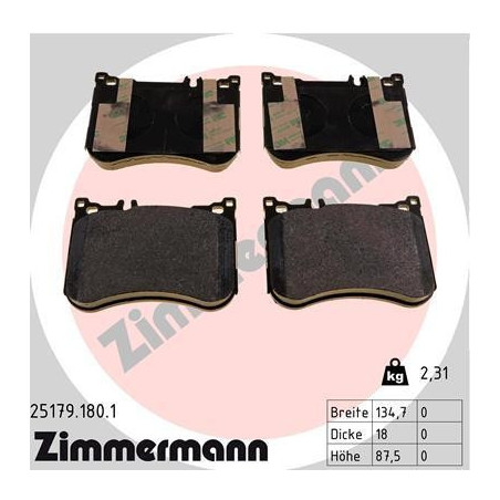 Pastillas de freno Delantero para Mercedes Clase S W222 C217 A217 SL R231 ZIMMERMANN 25179.180.1