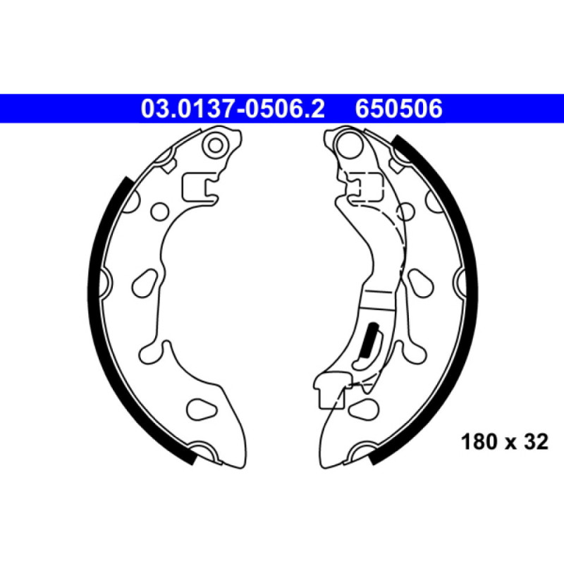 ATE 03.0137-0506.2 Kit ganasce freno posteriore per 500 Panda Ka