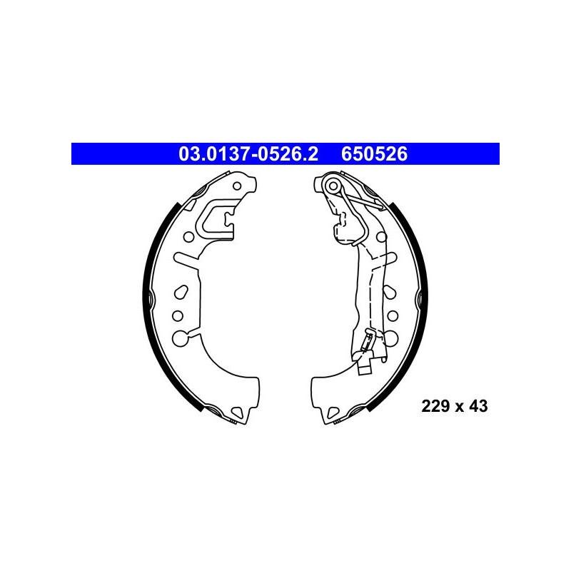 ATE 03.0137-0526.2 Jeu de mâchoires de frein arrière pour Fiat Tipo 500L