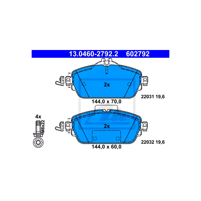 FRONT Brake Pads for Mercedes-Benz W205 S205 C205 A205 W213 S213 ATE 13.0460-2792.2