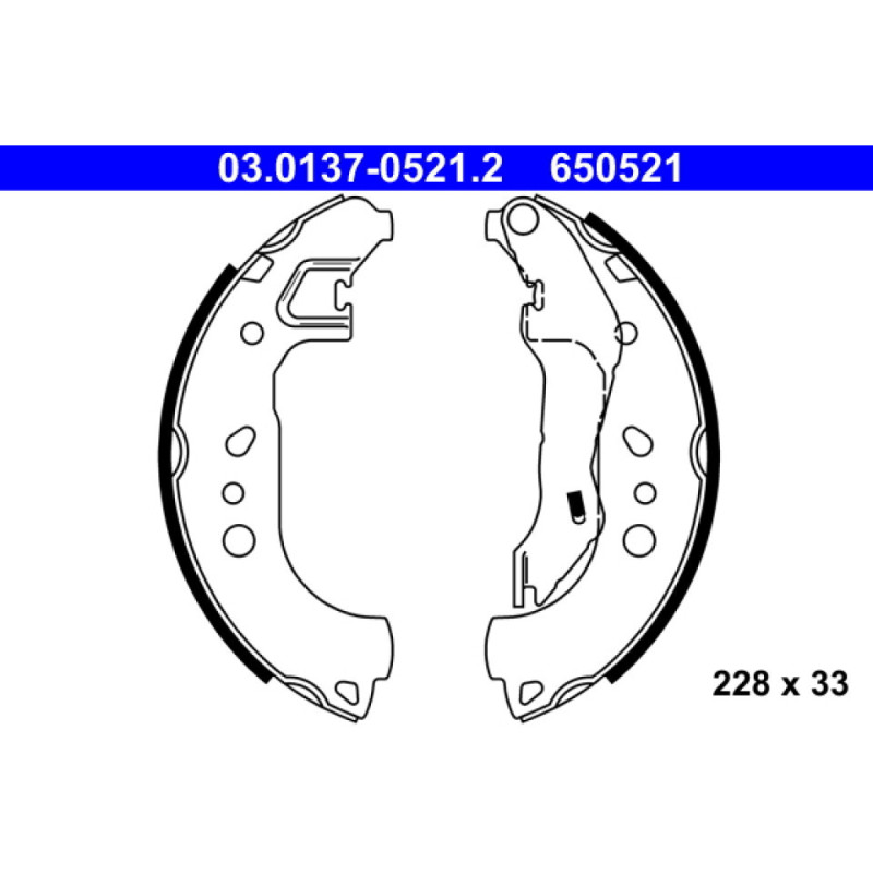 ATE 03.0137-0521.2 Brake Shoe Set Rear for Rapid Roomster Toledo