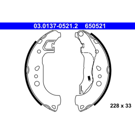 ATE 03.0137-0521.2 Brake Shoe Set Rear for Rapid Roomster Toledo
