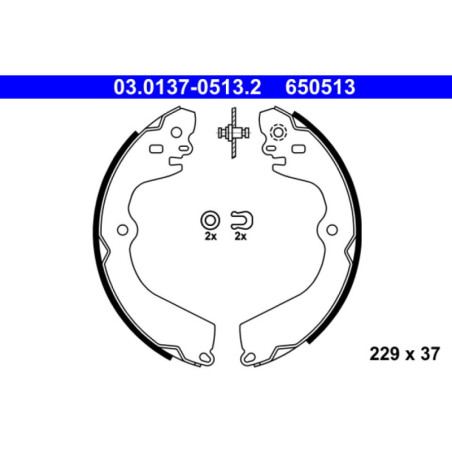 ATE 03.0137-0513.2 Brake Shoe Set Rear for Nissan NV200