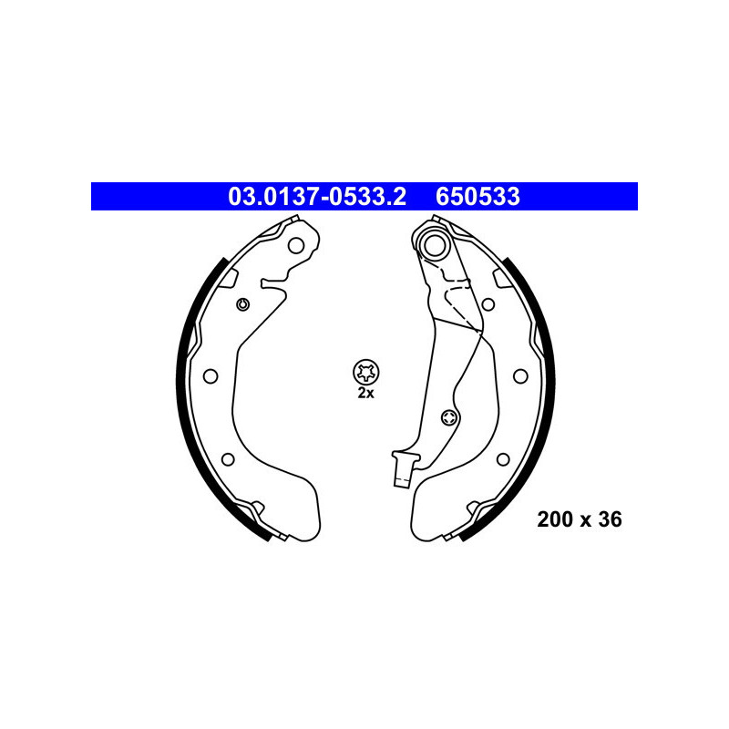 ATE 03.0137-0533.2 Brake Shoe Set Rear for Karl Viva