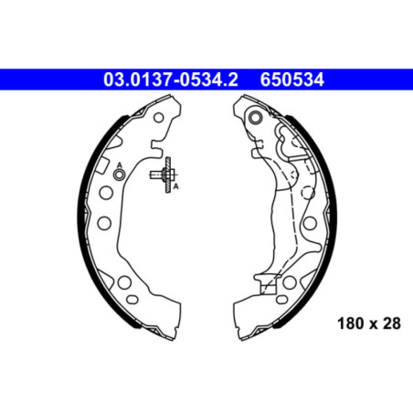 ATE 03.0137-0534.2 Brake Shoe Set Rear for Suzuki Celerio