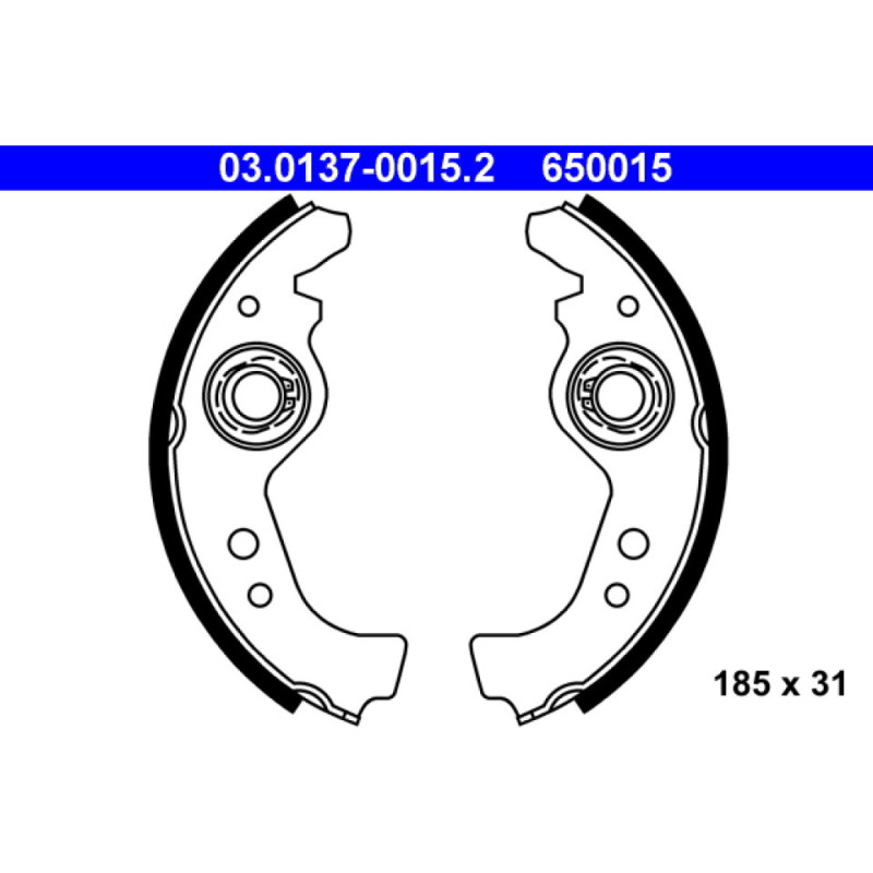 ATE 03.0137-0015.2 Kit ganasce freno per Uno Y10 Ritmo Panda Regata Ibiza 128 A Fiorino Marbella
