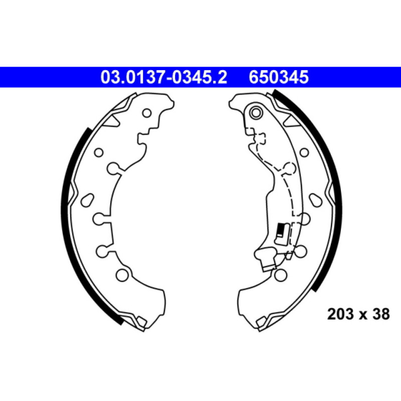 ATE 03.0137-0345.2 Brake Shoe Set Rear for Marea Brava Bravo