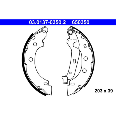 ATE 03.0137-0350.2 Brake Shoe Set Rear for Kangoo Kubistar
