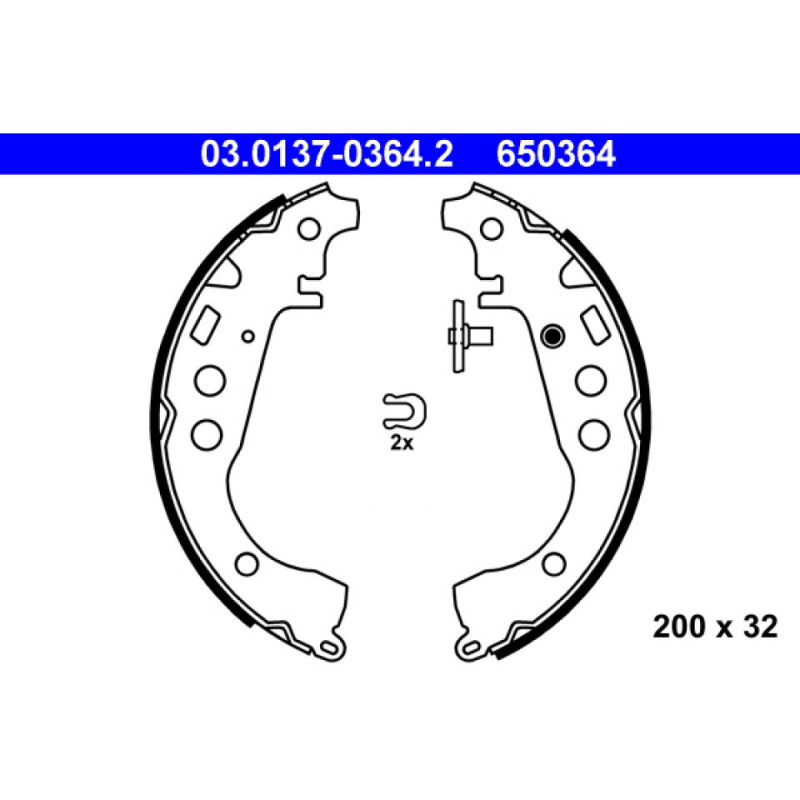 ATE 03.0137-0364.2 Kit ganasce freno posteriore per Yaris Corolla bB Echo Prius