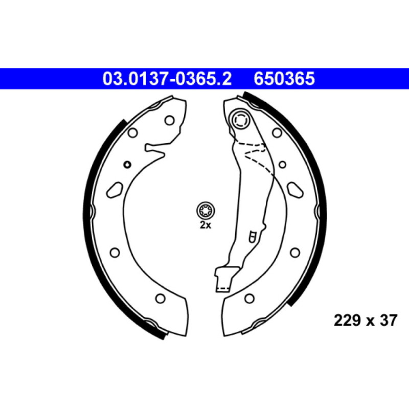 ATE 03.0137-0365.2 Brake Shoe Set Rear for Toyota Avensis