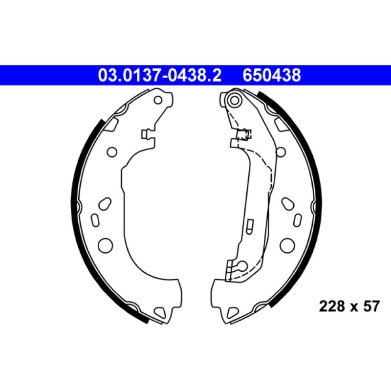 ATE 03.0137-0438.2 Jeu de mâchoires de frein arrière pour Ford Transit