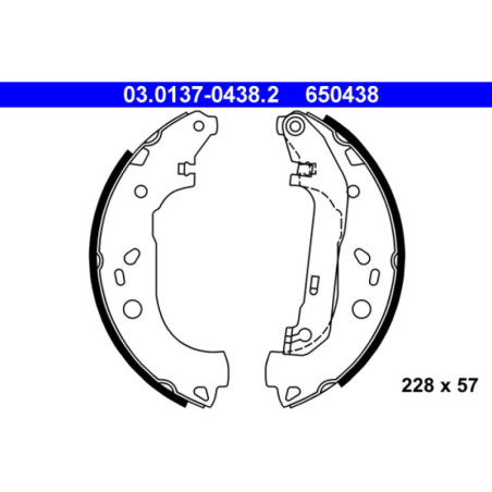 ATE 03.0137-0438.2 Brake Shoe Set Rear for Ford Transit