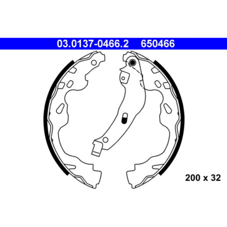 ATE 03.0137-0466.2 Sada brzdových čelistí zadní pro Agila Swift Splash Aygo C1 Yaris 108 107