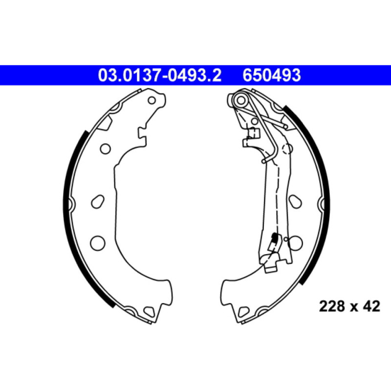 ATE 03.0137-0493.2 Brake Shoe Set Rear for Fiorino Bipper Nemo Qubo