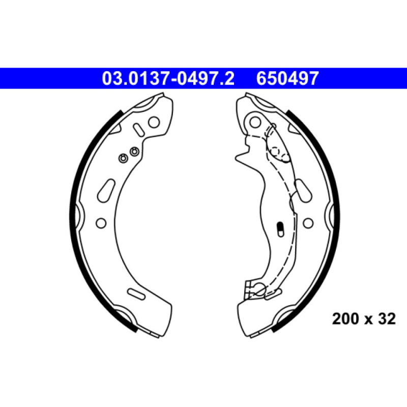 ATE 03.0137-0497.2 Juego de zapatas de frenos trasero para Ford Fiesta Ka+