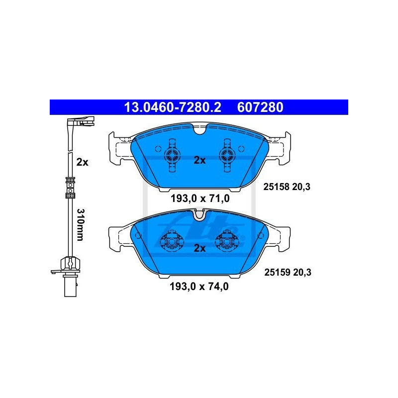 ATE 13.0460-7280.2 Brake Pads Set Front for Audi A6 A7