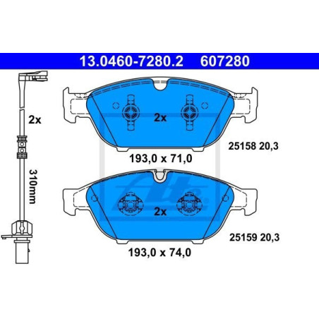 ATE 13.0460-7280.2 Brake Pads Set Front for Audi A6 A7
