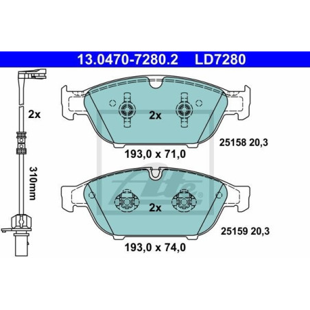 ATE 13.0470-7280.2 Klocki hamulcowe przód dla Audi A6 A7 A8