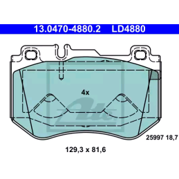 FRONT Brake Pads for Mercedes-Benz C-Class W205 S205 C205 A205 ATE 13.0470-4880.2 ATE Ceramic