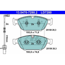 FRONT Brake Pads for Audi A6 A7 A8 ATE 13.0470-7280.2 ATE Ceramic