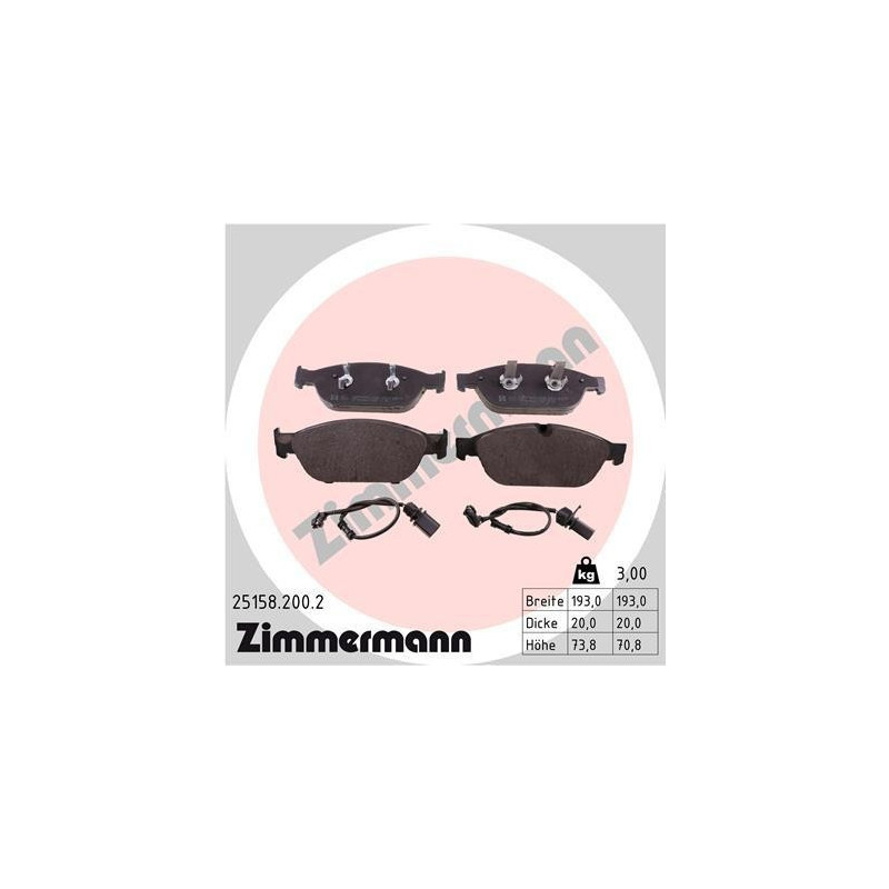 Brake Pads Set Front for Audi A6 A7 A8 ZIMMERMANN 25158.200.2