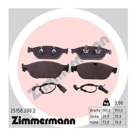 Brake Pads Set Front for Audi A6 A7 A8 ZIMMERMANN 25158.200.2