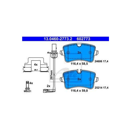 ATE 13.0460-2773.2 Brake Pads Set Rear for Audi A8